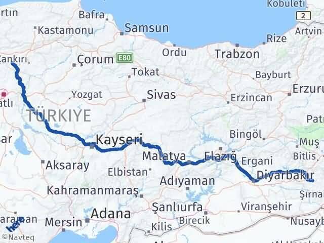 Çankırı Orta Siirt Arası Kaç Km - Yol Haritası