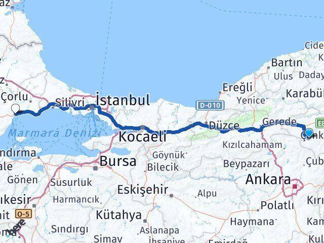 Çankırı Orta Tekirdağ Arası Kaç Km - Yol Haritası