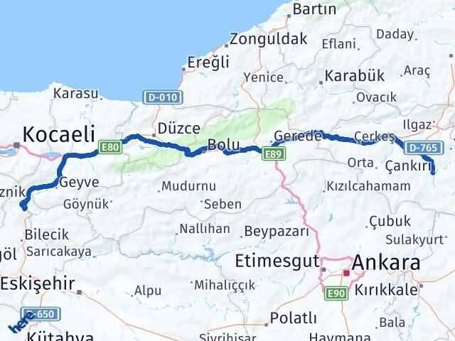 Çankırı Osmaneli Bilecik Arası Kaç Km - Yol Haritası