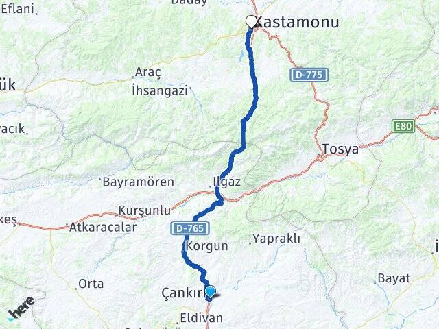 Çankırı Otogarı Kastamonu Arası Kaç Km - Yol Tarifi
