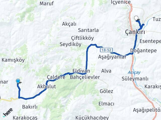 Çaparkayı Karatekin Üniversitesi Arası Kaç Km - Yol Tarifi