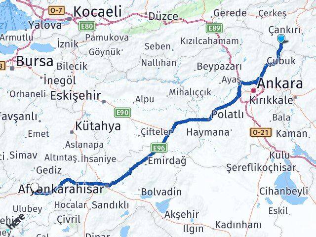 Çankırı Şabanözü Uşak Arası Kaç Km - Yol Haritası