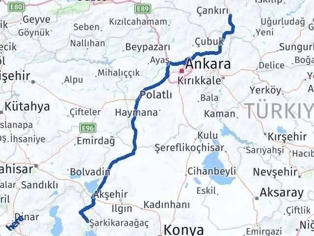 Çankırı Şarkikaraağaç Isparta Arası Kaç Km - Yol Haritası