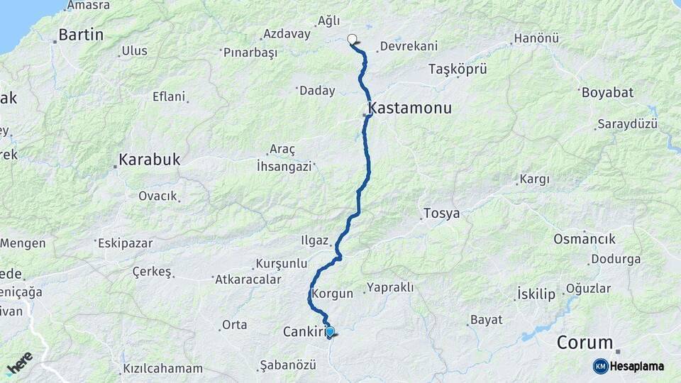 Çankırı Seydiler Arası Kaç Km - Yol Tarifi