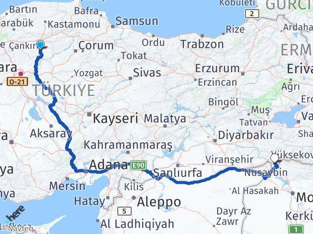 Çankırı Silopi Şırnak Arası Kaç Km - Yol Haritası
