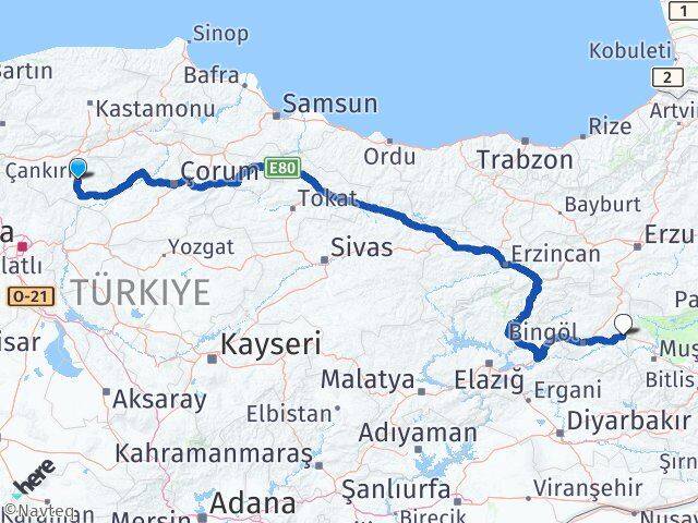 Çankırı Solhan Bingöl Arası Kaç Km - Yol Haritası
