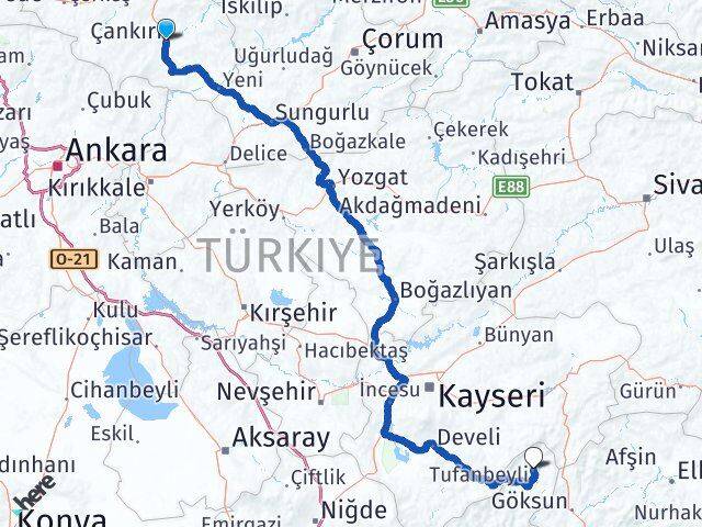 Çankırı Tufanbeyli Adana Arası Kaç Km - Yol Haritası