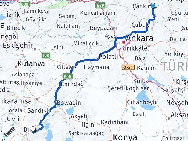 Çankırı Uluborlu Arası Kaç Km - Yol Tarifi