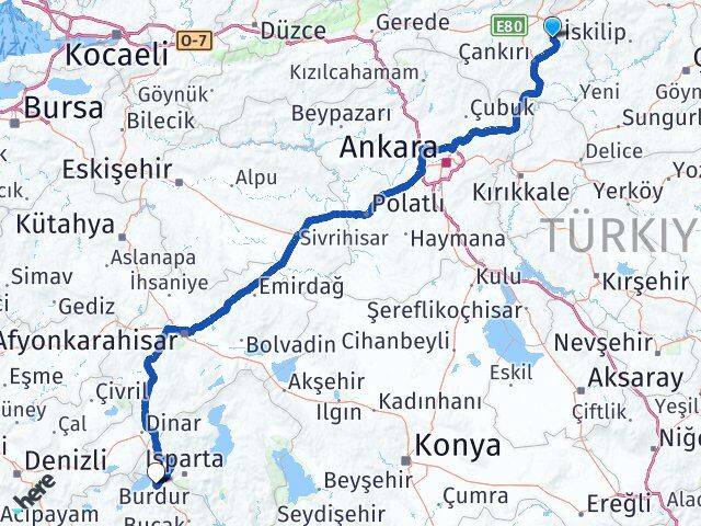 Çankırı Yapraklı Burdur Arası Kaç Km - Yol Haritası