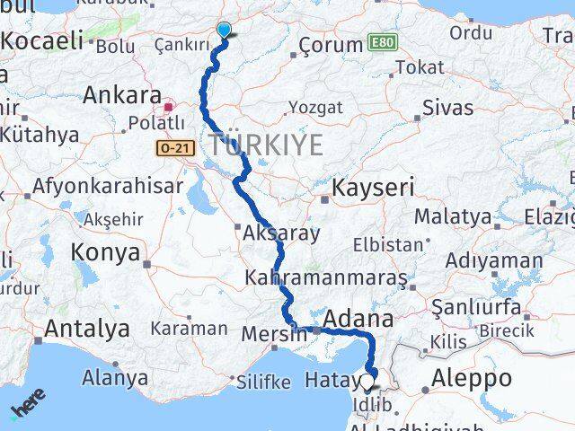 Çankırı Yapraklı Hatay Arası Kaç Km - Yol Haritası