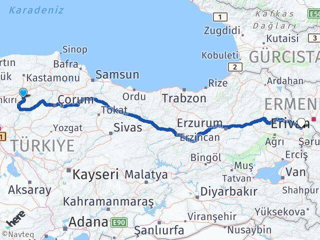 Çankırı Yapraklı Iğdır Arası Kaç Km - Yol Haritası