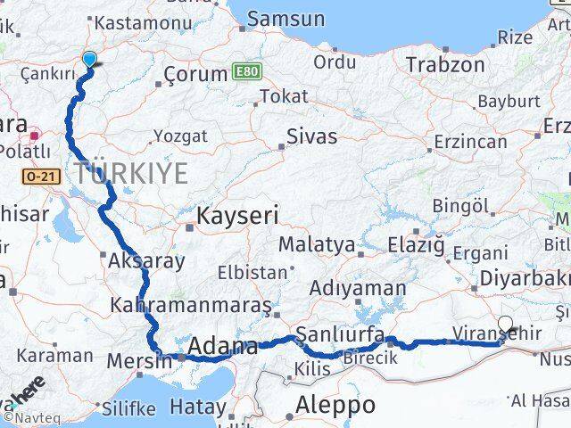 Çankırı Yapraklı Mardin Arası Kaç Km - Yol Haritası