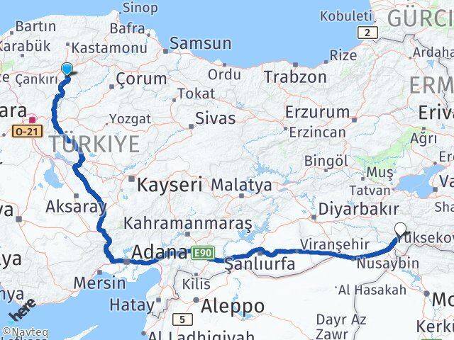 Çankırı Yapraklı Şırnak Arası Kaç Km - Yol Haritası