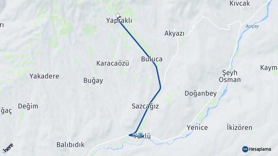 Yüklü Yapraklı Arası Kaç Km - Yol Tarifi