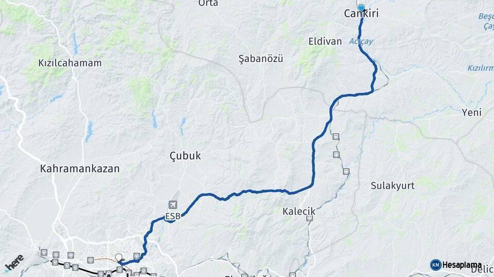 Çankırı Yenimahalle Arası Kaç Km - Yol Tarifi