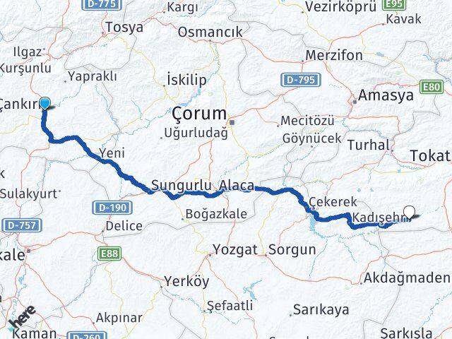 Çankırı Yeşilyurt Tokat Arası Kaç Km - Yol Haritası