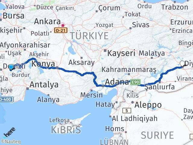 Çardak Havalimanı Bağlar Arası Kaç Km - Yol Tarifi
