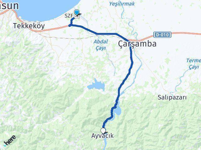 Çarşamba Havalimanı Ayvacık Arası Kaç Km - Yol Tarifi