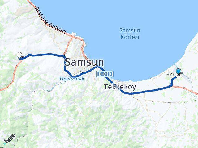 Çarşamba Havalimanı Sarıışık Arası Kaç Km - Yol Tarifi