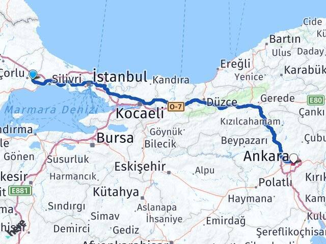 Çorlu Havalimanı Ankara Arası Kaç Km - Yol Tarifi