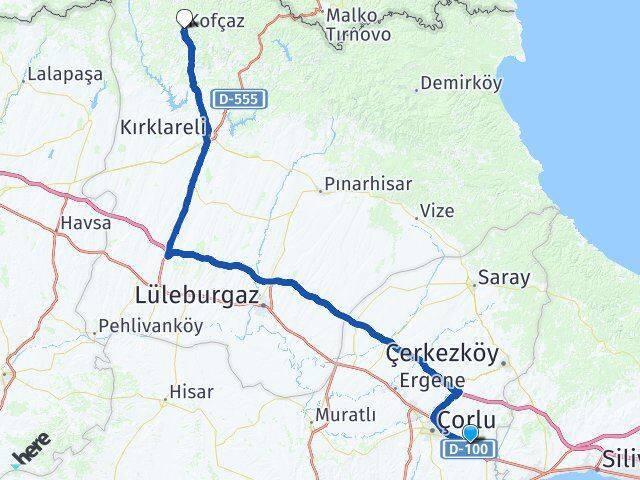 Çorlu Havalimanı Kofçaz Arası Kaç Km - Yol Tarifi