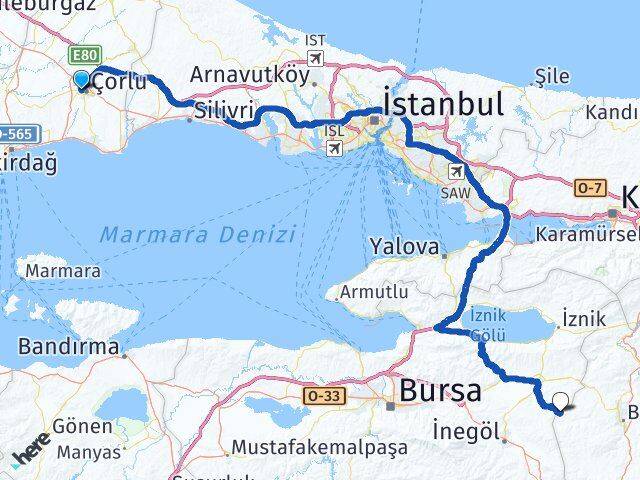 Çorlu Otogarı Abadiye Arası Kaç Km - Yol Tarifi