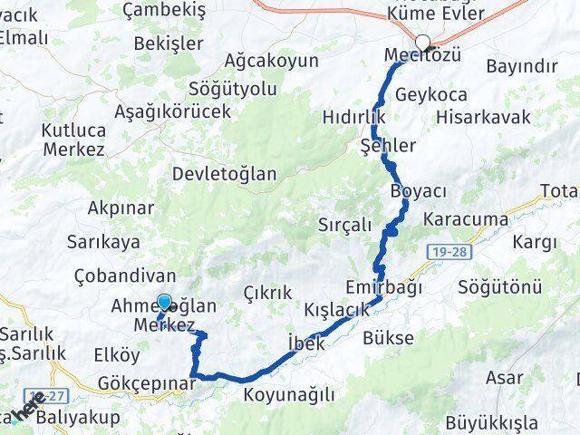 Ahmetoğlan Mecitözü Arası Kaç Km - Yol Tarifi