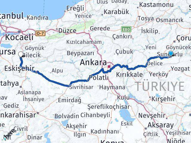 Alaca Bilecik Arası Kaç Km - Yol Tarifi
