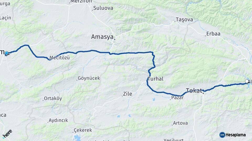 Çorum Almus Arası Kaç Km - Yol Tarifi