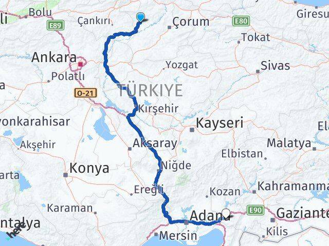 Çorum Bayat Osmaniye Arası Kaç Km - Yol Haritası