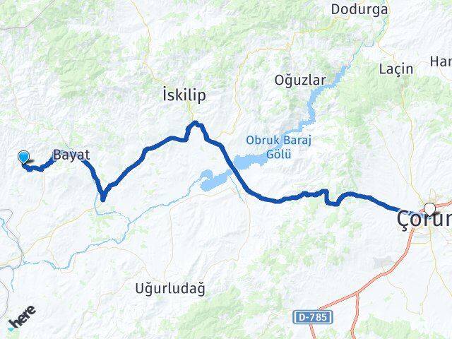 Tepekutuğun Çorum Arası Kaç Km - Yol Tarifi
