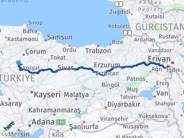 Çorum Boğazkale Iğdır Arası Kaç Km - Yol Haritası