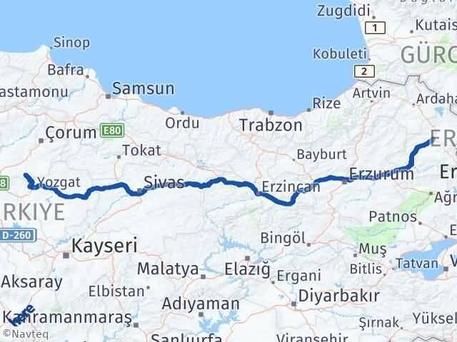 Çorum Boğazkale Kars Arası Kaç Km - Yol Haritası