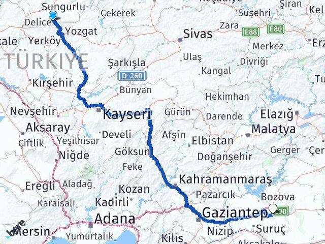 Çorum Boğazkale Şanlıurfa Arası Kaç Km - Yol Haritası