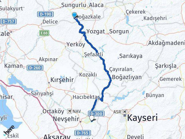 Çorum Boğazkale Ürgüp Nevşehir Arası Kaç Km - Yol Haritası