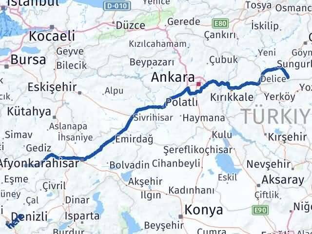 Çorum Boğazkale Uşak Arası Kaç Km - Yol Haritası