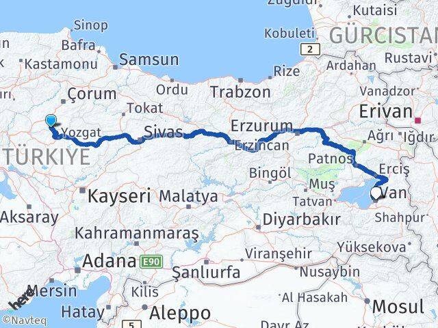 Çorum Boğazkale Van Arası Kaç Km - Yol Haritası