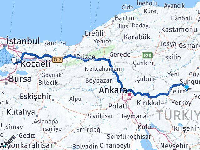 Çorum Boğazkale Yalova Arası Kaç Km - Yol Haritası