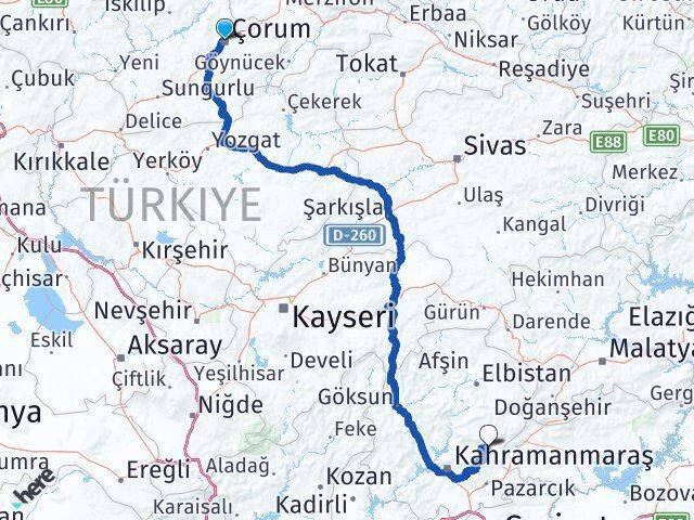 Çorum Çağlayancerit Arası Kaç Km - Yol Tarifi