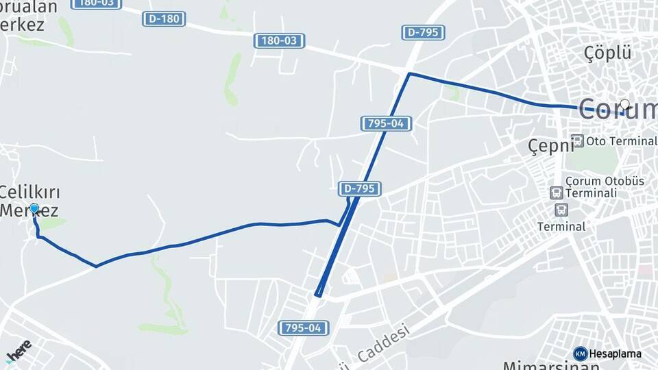 Celilkırı Çorum Arası Kaç Km - Yol Tarifi