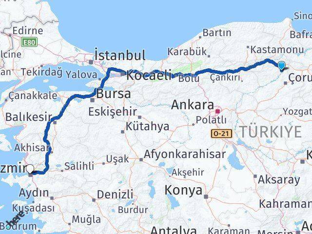 Dodurga İzmir Arası Kaç Km - Yol Tarifi
