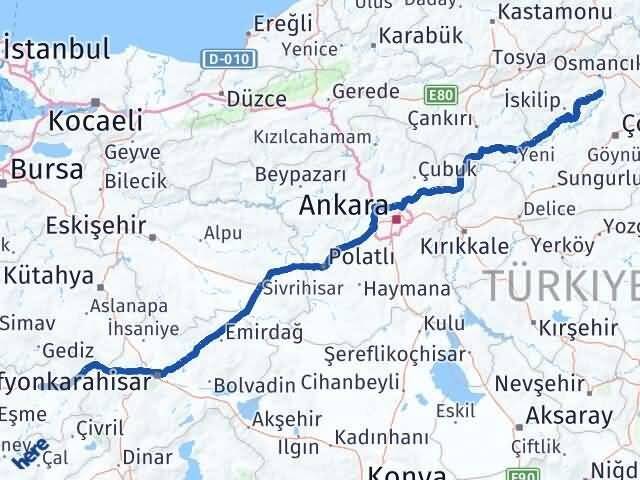 Çorum Dodurga Uşak Arası Kaç Km - Yol Haritası