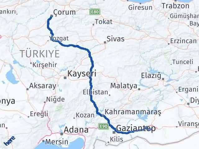 Çorum Eyyübiye Arası Kaç Km - Yol Tarifi