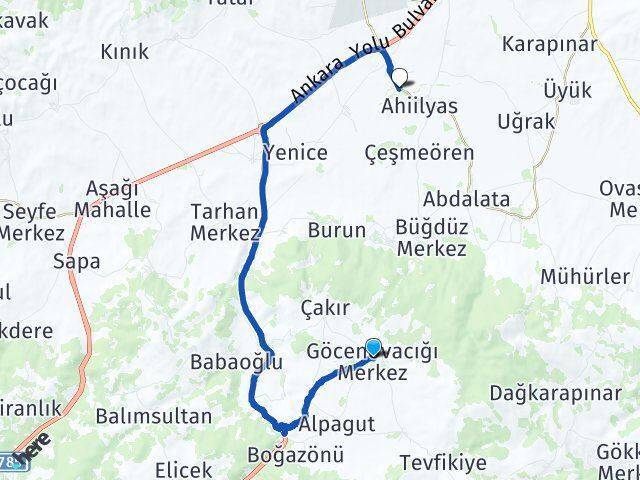 Göcenovacığı Kadıkırı Arası Kaç Km - Yol Tarifi