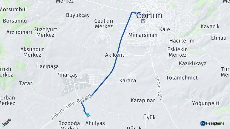 Kadıkırı Çorum Arası Kaç Km - Yol Tarifi