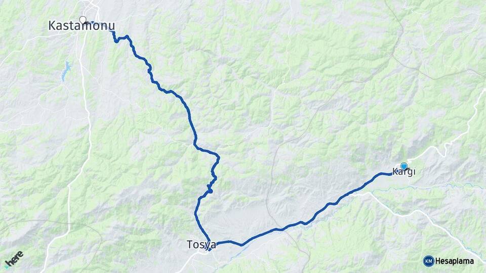 Çorum Kargı Kastamonu Arası Kaç Km - Yol Haritası