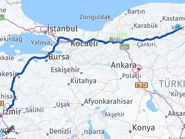 Çorum Kargı Manisa Arası Kaç Km - Yol Haritası