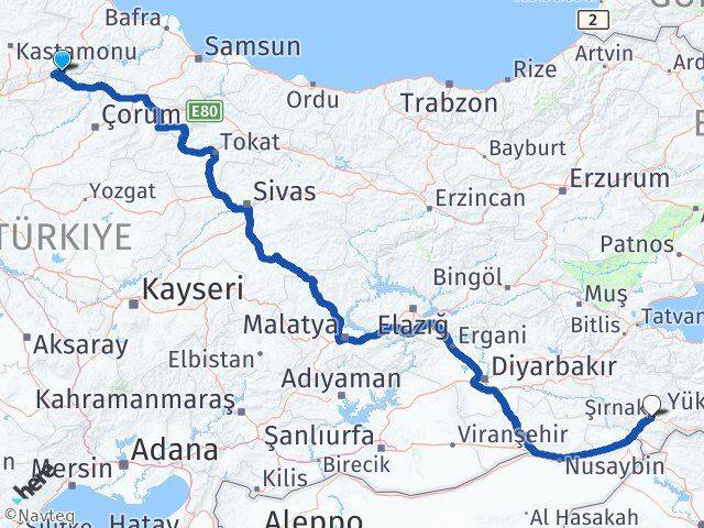 Çorum Kargı Şırnak Arası Kaç Km - Yol Haritası