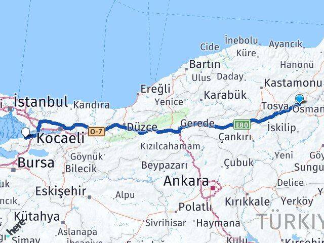 Çorum Kargı Yalova Arası Kaç Km - Yol Haritası