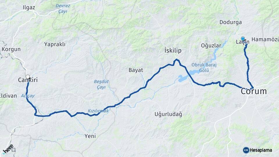 Laçin Çankırı Arası Kaç Km - Yol Tarifi